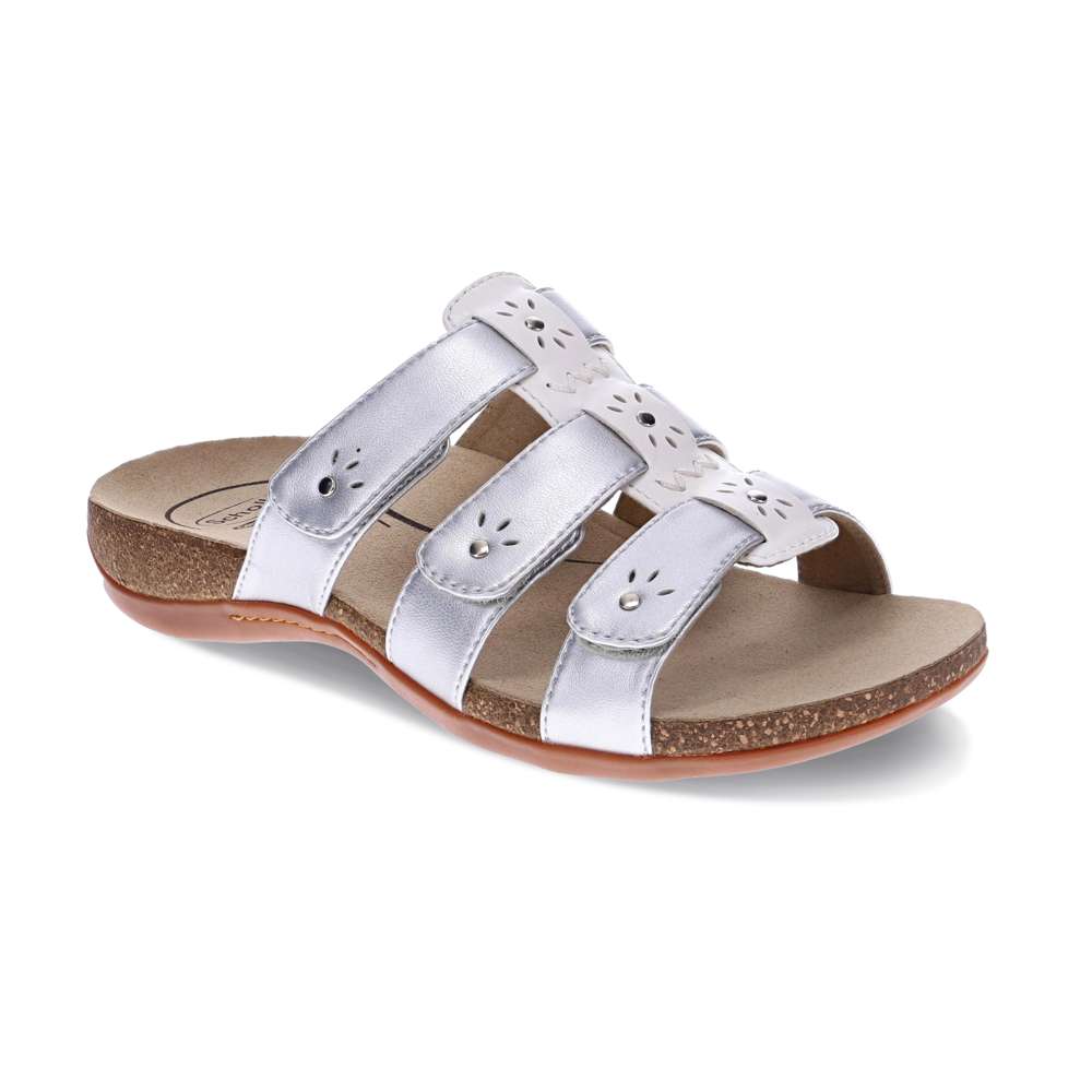 Andrea Slide Sandal - White Metallic