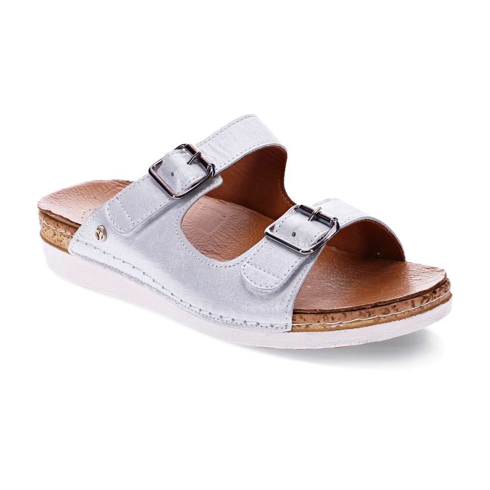 Brighton Slide Sandal White Linen – Comfort Co Shoes New Zealand