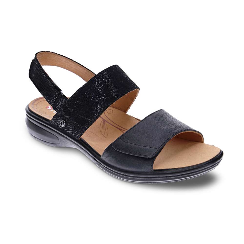 Como Adjustable Slingback Sandal - Black Lizard