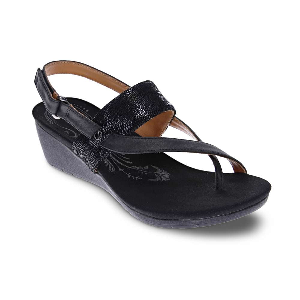 Honolulu Back Strap Wedge - Onyx/Black Lizard