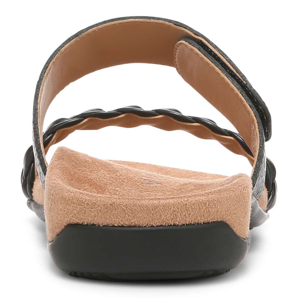 Jeanne Slide Sandal - Black Leather
