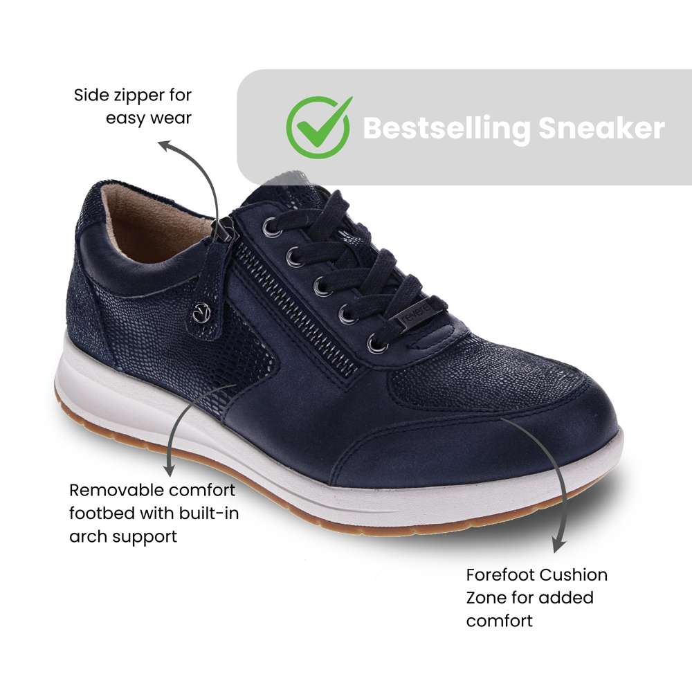 Boston Zip Casual Sneaker - Navy Lizard/Sapphire
