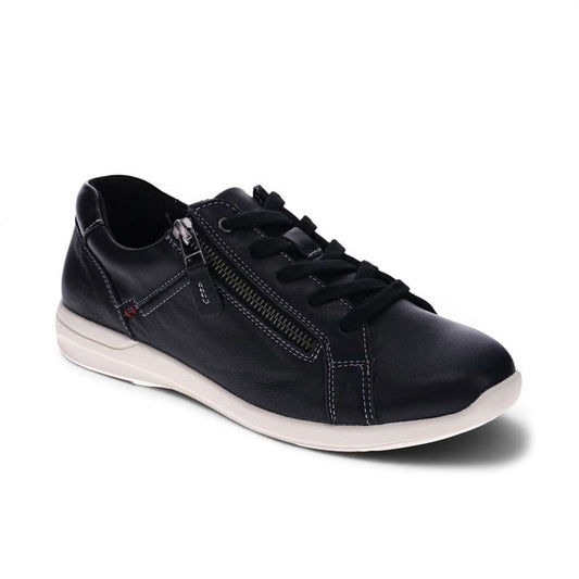 North Zip Casual Sneaker - Black Leather