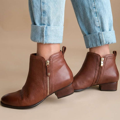 Houston Heeled Zip Boot - Mocha