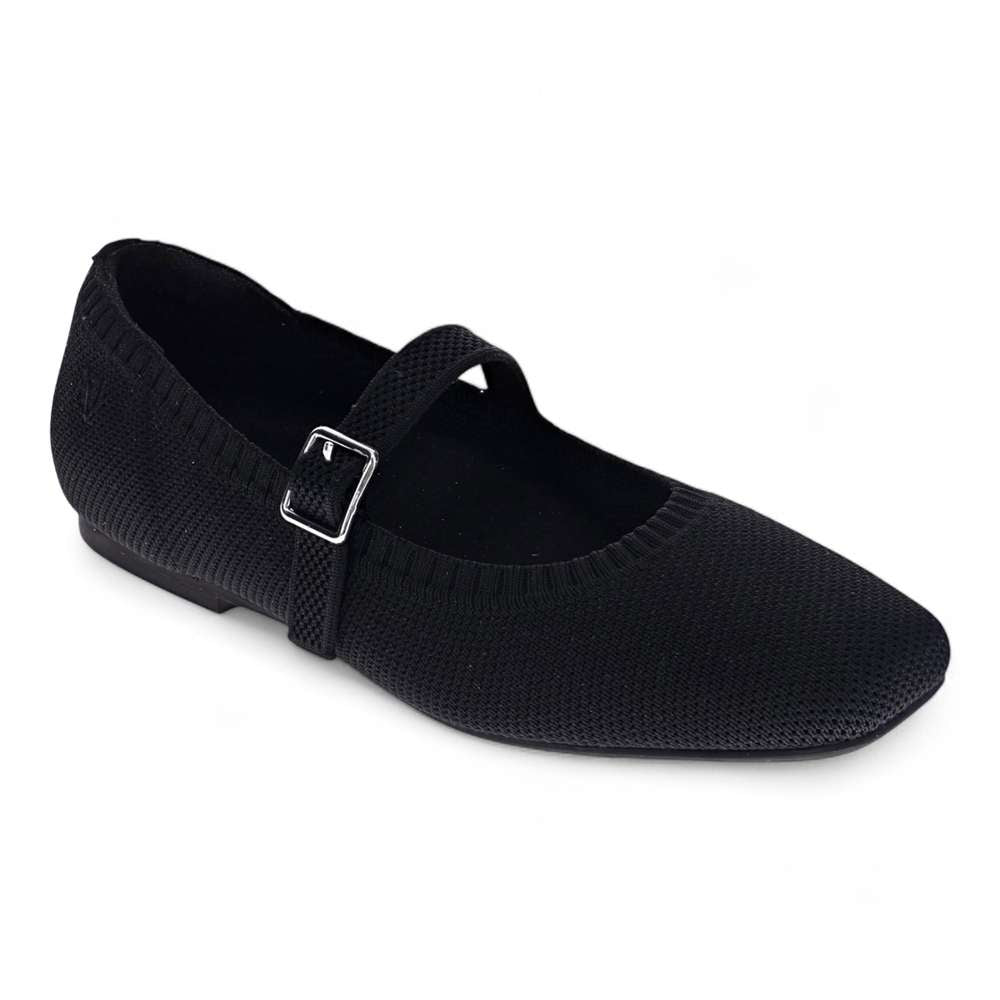 Mia Vita Violet Mary-Jane flat in black, an everyday flat with hidden comfort