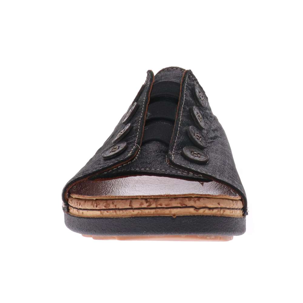 Antalya Slide - Black Linen