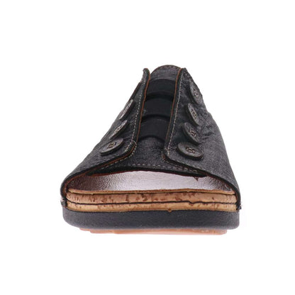 Antalya Slide - Black Linen