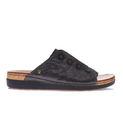 Antalya Slide - Black Linen