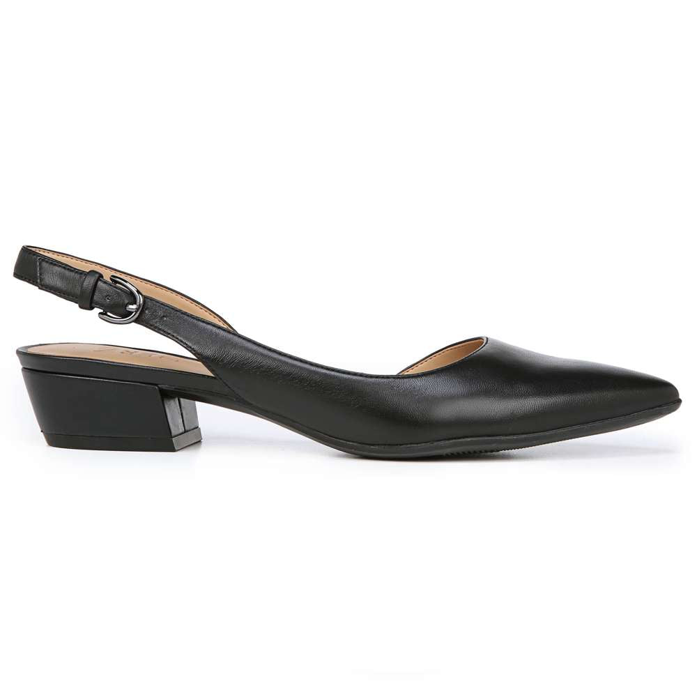 Banks Slingback Heeled Sandal - Black Leather