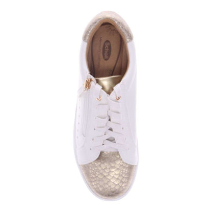 Cleo Zip Casual Sneaker - White/Gold