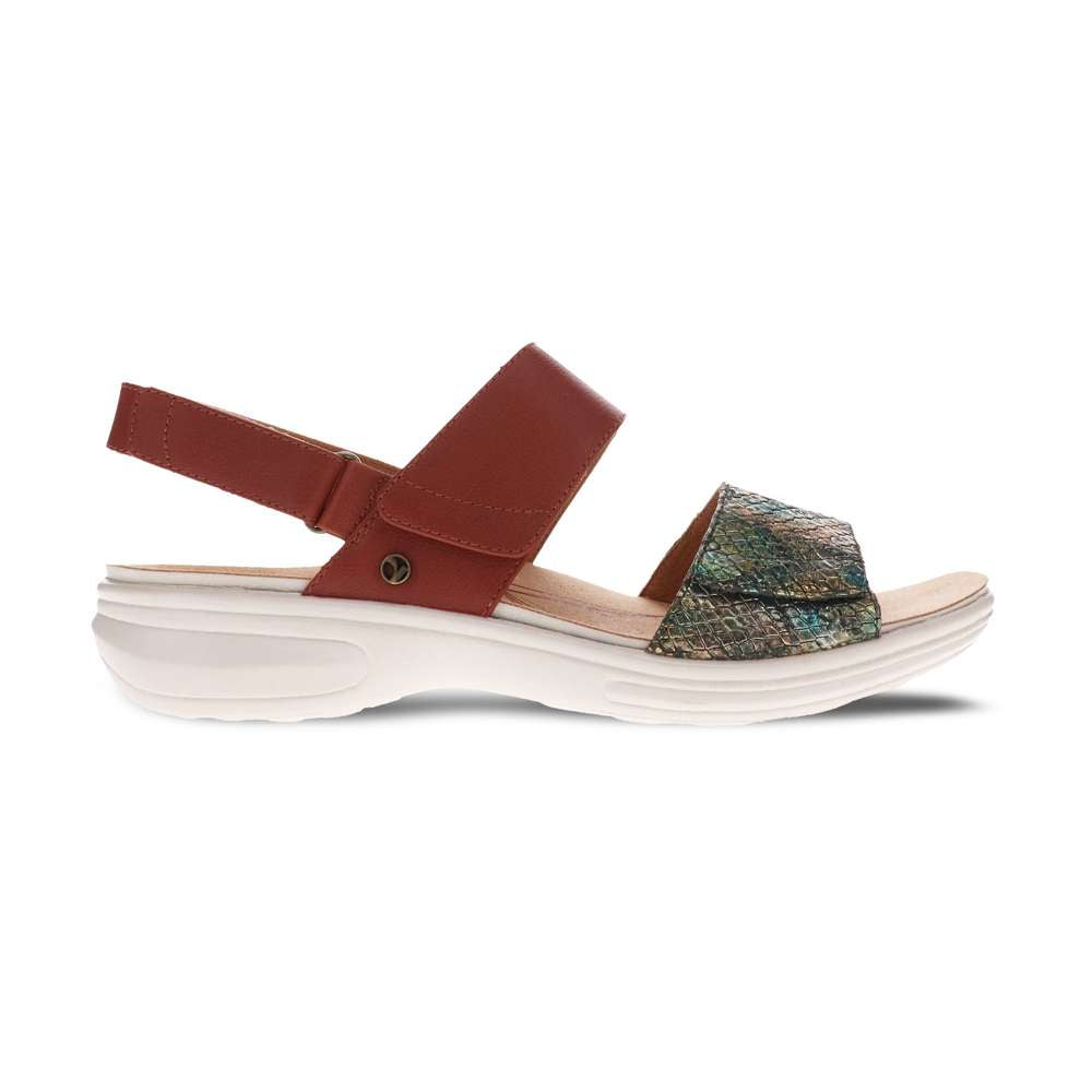 Como Adjustable Slingback Sandal - Cognac/Peacock Python