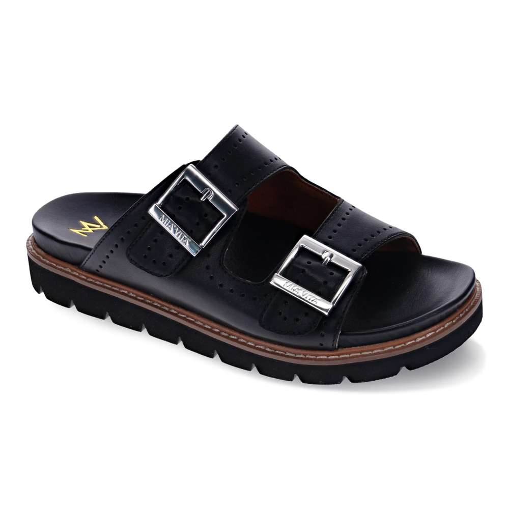 Daisy Leather Slide - Black