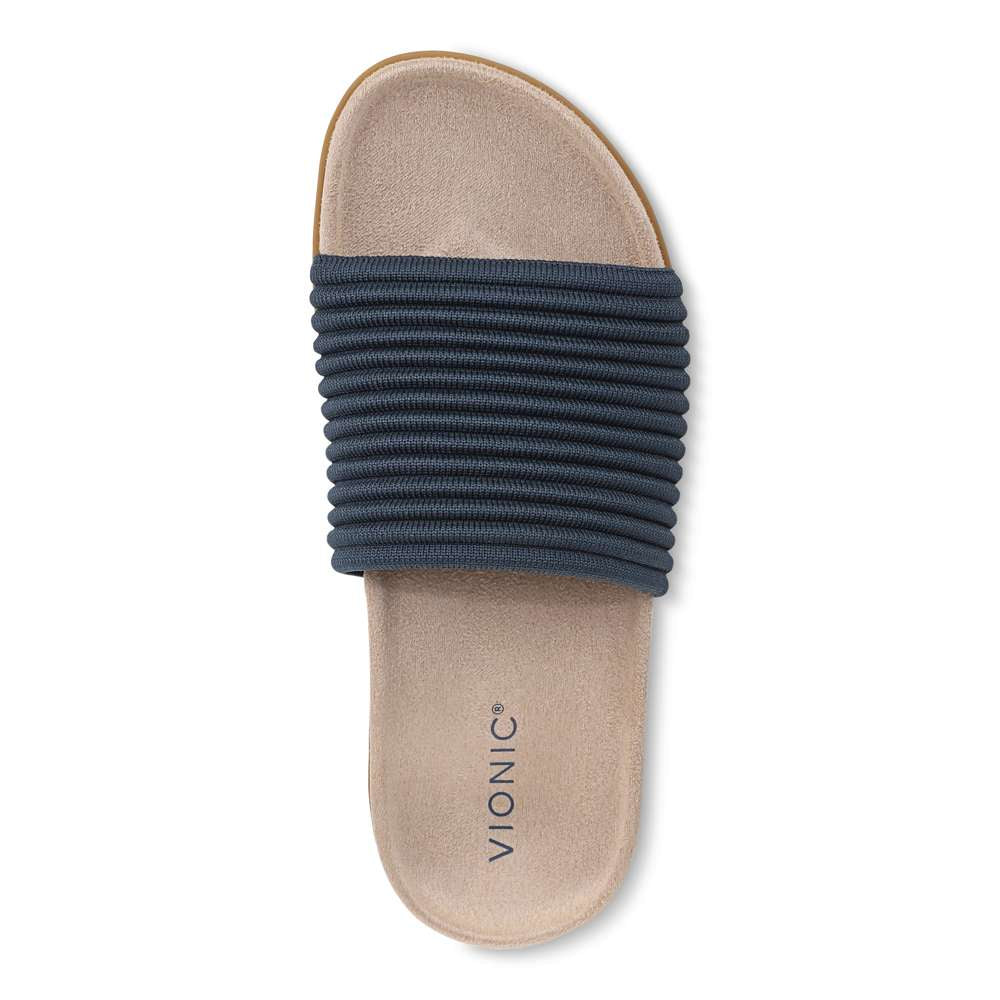 Evie Knit Slide - Dark Denim