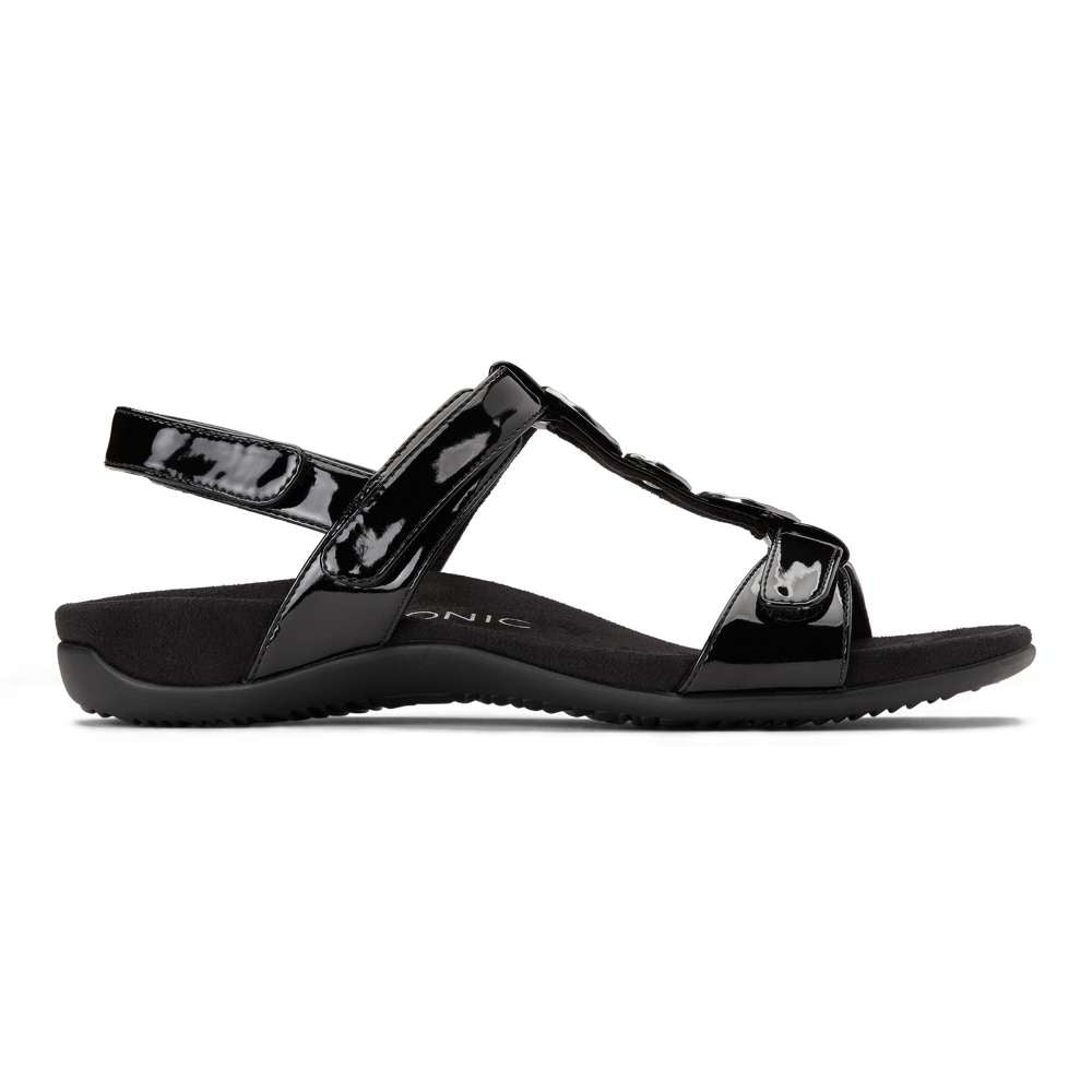 Farra Adjustable Sandal - Black Patent