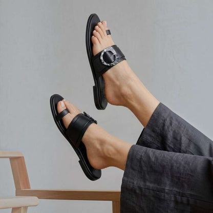 Finola Sandal - Black Leather