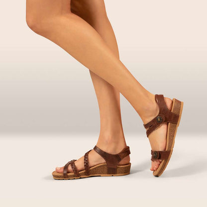 Jillian Braided Strap Sandal - Walnut