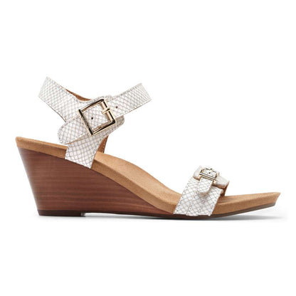 Laurie Wedge Sandal - White Snake