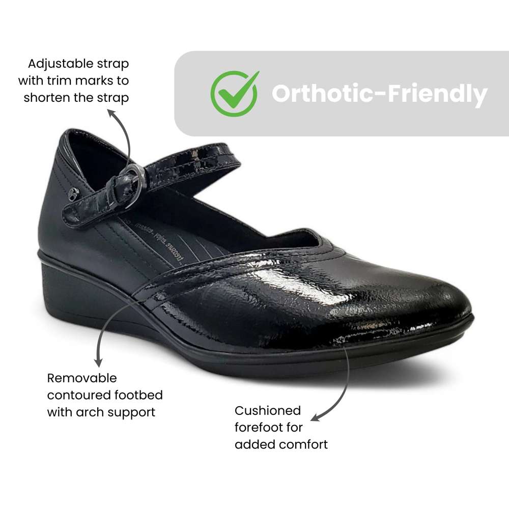 Narita Mary-Jane Flats - Black Patent