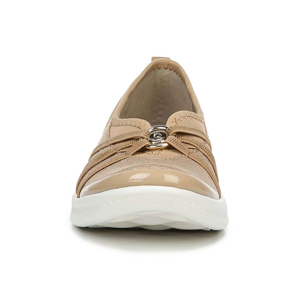Niche Slip-On Casual Sneaker - Beige Ribbed Sparkle