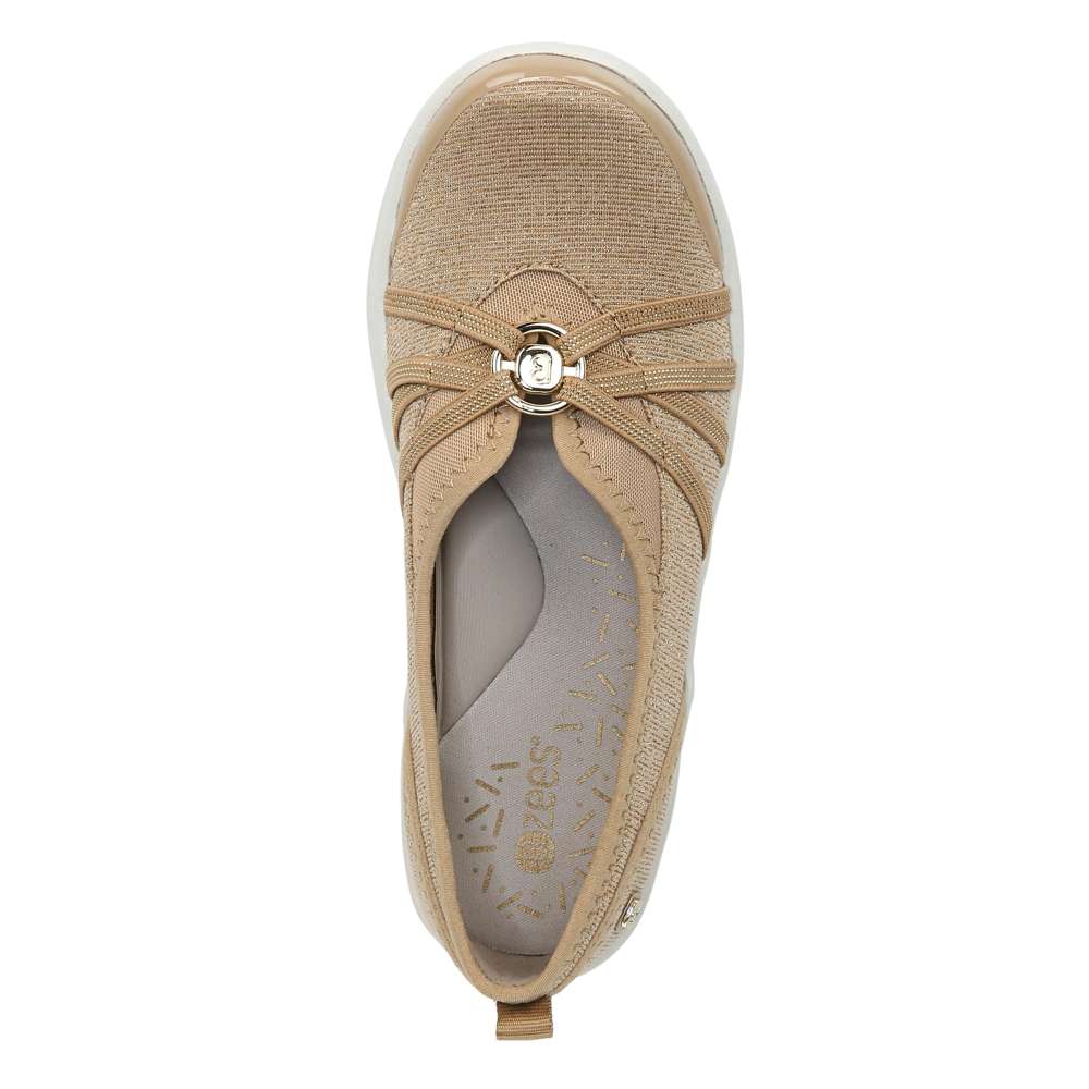 Niche Slip-On Casual Sneaker - Beige Ribbed Sparkle