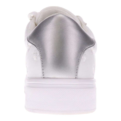 Paisley Floral Lace-Up Casual Sneaker - White/Silver Patch