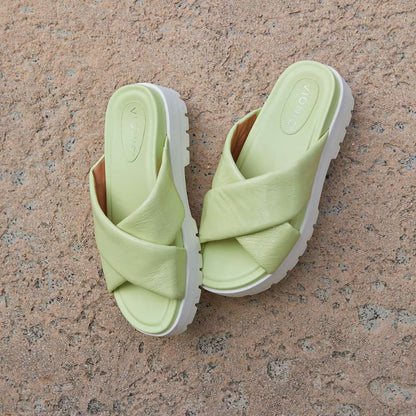 Vesta Flatform Lug Sandal - Pale Lime